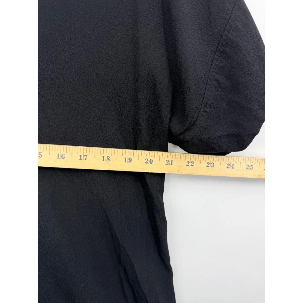 Madewell Novel shift G1891 V-Neck sz L Black Short Sleeve Viscose Crepe dress